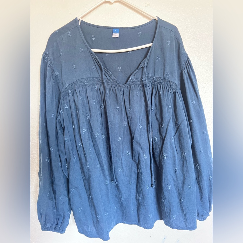 Old Navy Teal Embroidered Blouse